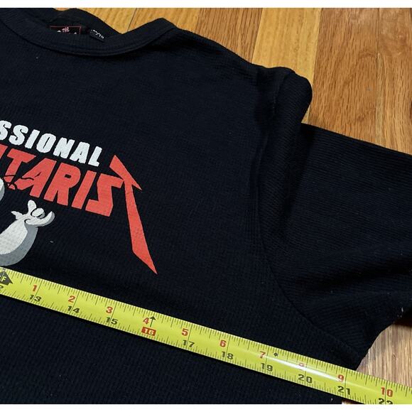 Y2K Simpsons Homer Air Guitar Waffle Knit Thermal Shirt Slim XL Black L/S VTG - Picture 4 of 7